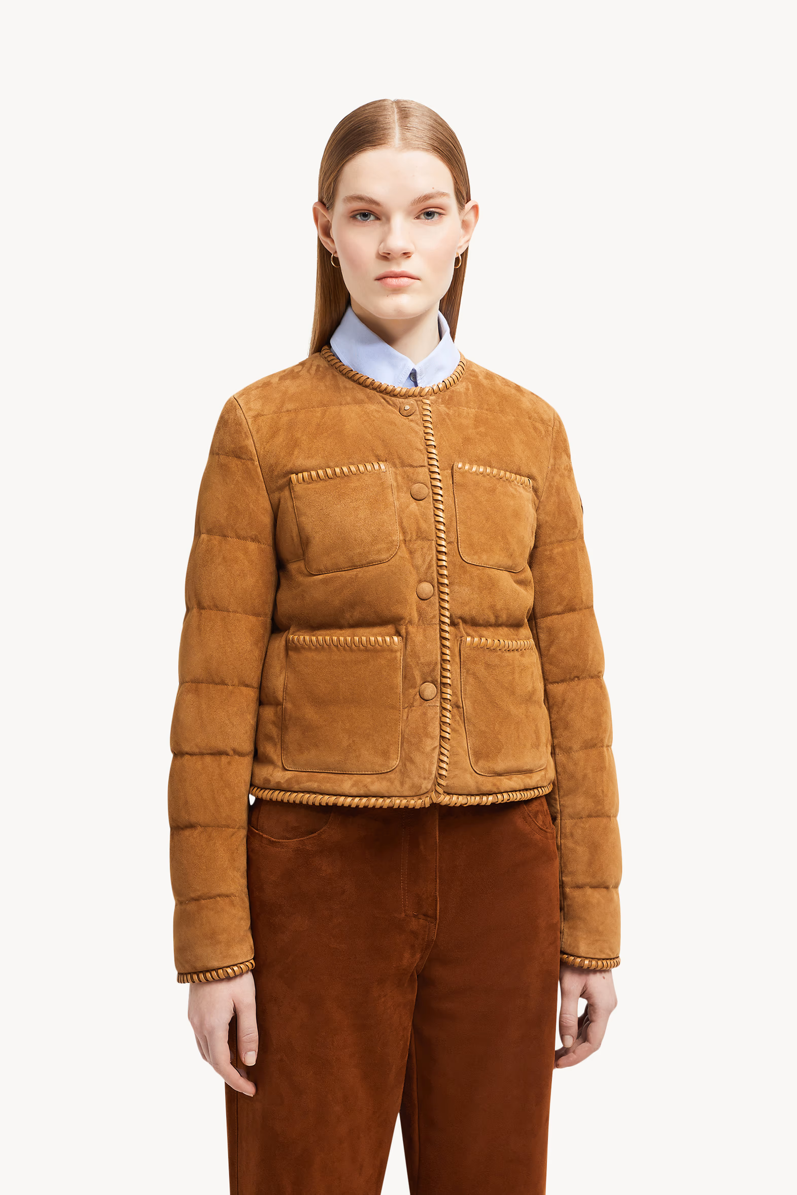 Plumífero corto de ante Lassay Mujer Marrón claro Moncler 3